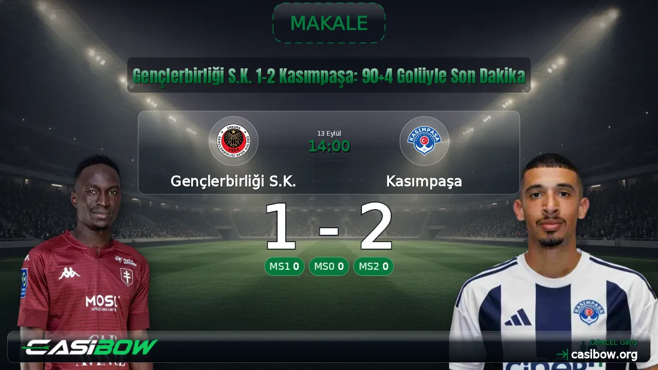 Gençlerbirliği S.K. 1-2 Kasımpaşa: 90+4 Golüyle Son Dakika