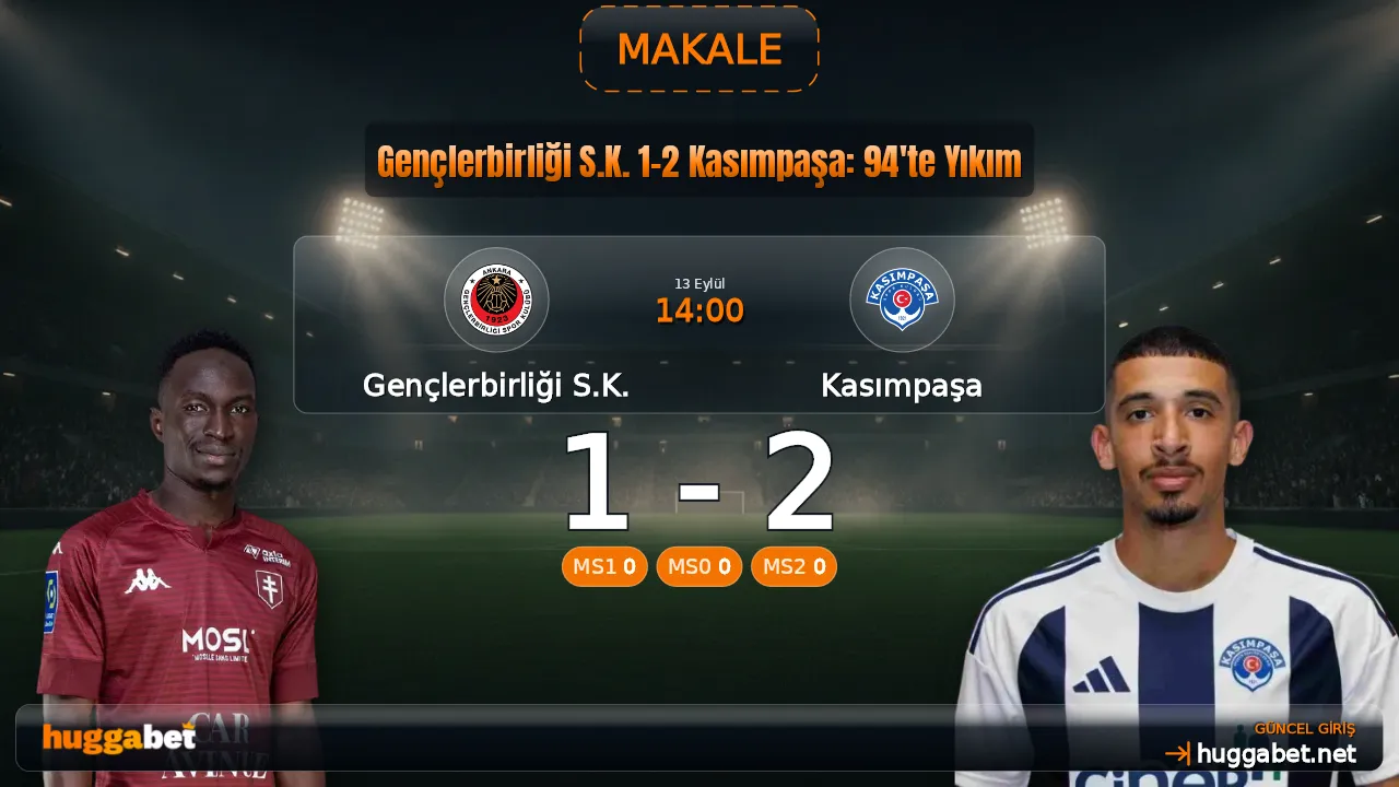 Gençlerbirliği S.K. 1-2 Kasımpaşa: 94'te Yıkım