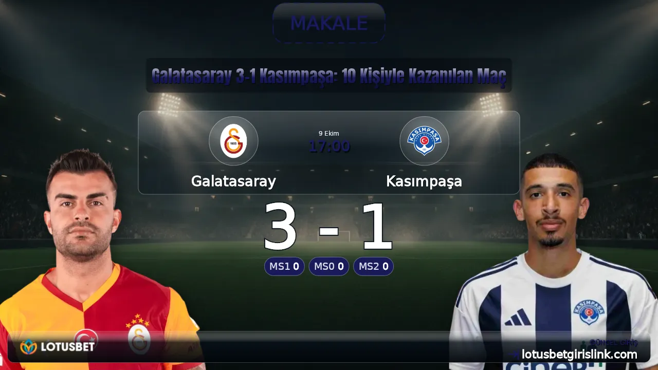 Galatasaray 3-1 Kasımpaşa: 10 Kişiyle Kazanılan Maç