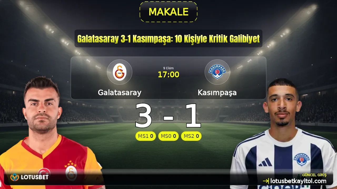 Galatasaray 3-1 Kasımpaşa: 10 Kişiyle Kritik Galibiyet