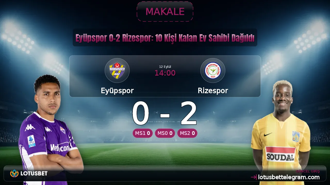 Eyüpspor 0-2 Rizespor: 10 Kişi Kalan Ev Sahibi Dağıldı